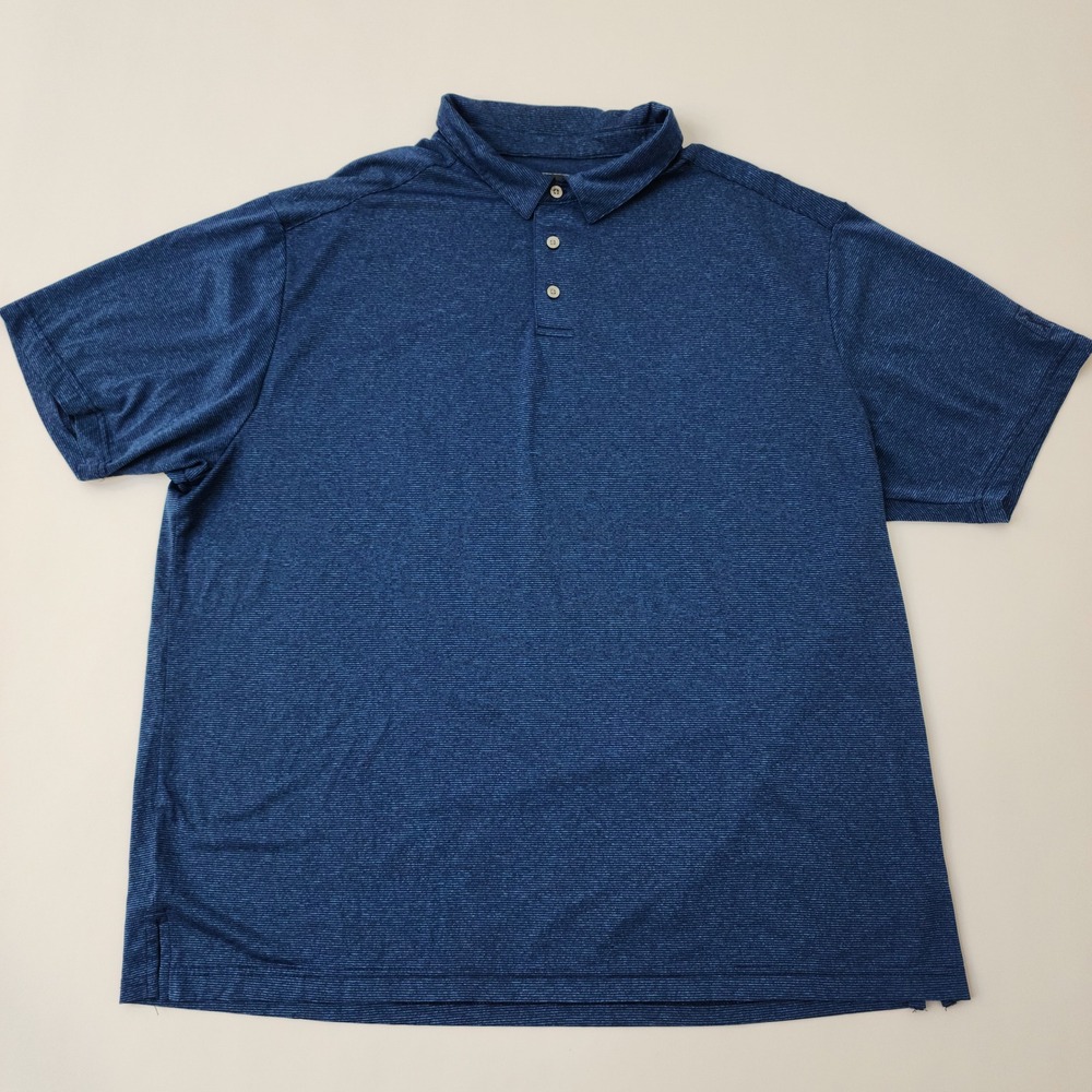 PGA Tour Mens XXL Blue Stripe Performance Golf Polo Shirt Short Sleeve XXL TTG